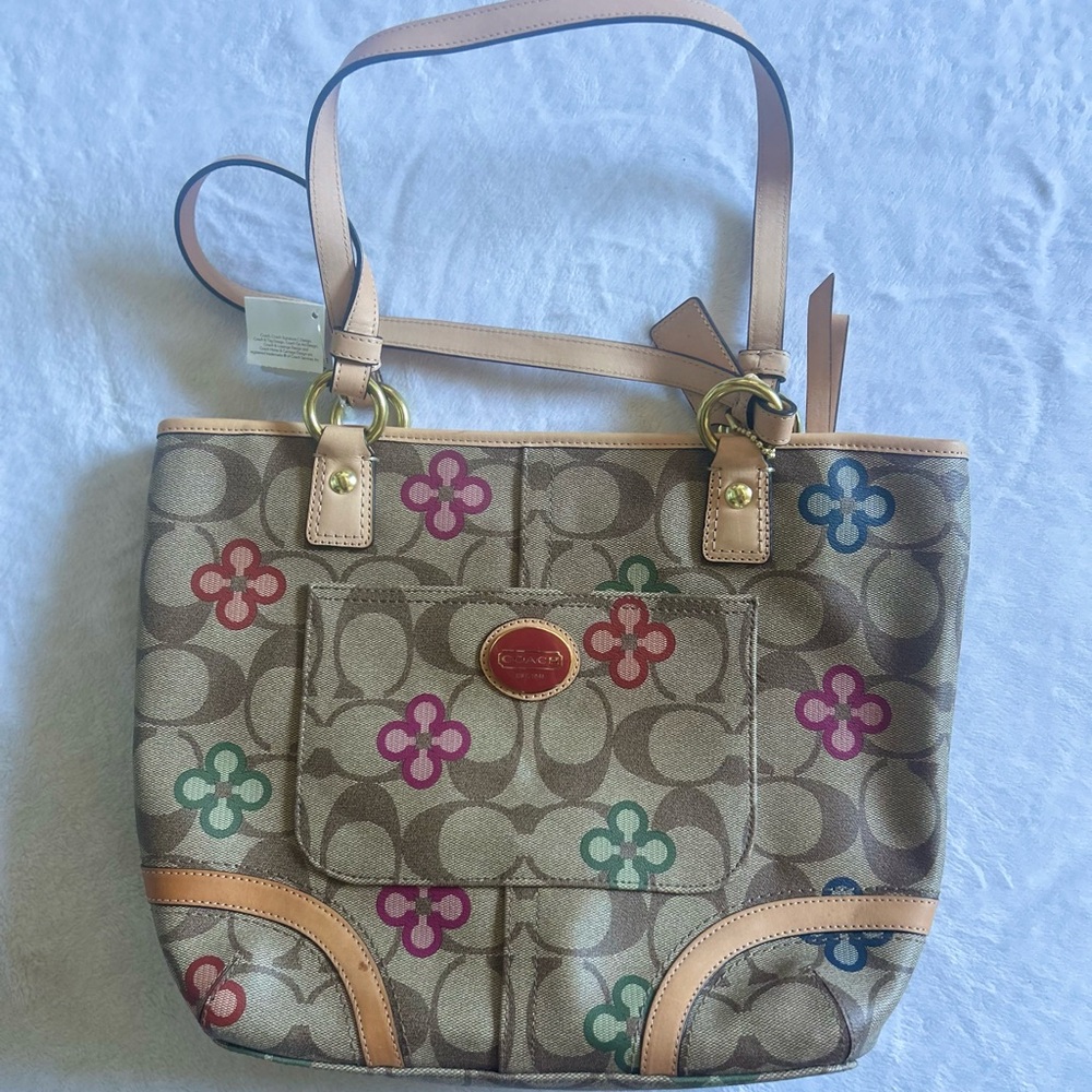 Coach F22221 Peyton Signature Floral Canvas Shoulder Bag